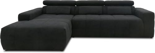 DOMO. collection Ecksofa Brandon, Sofa mit Rückenfunktion in L-Form, Polsterecke, Eckgarnitur 285 x 175 x 98 cm (BxTxH), schwarz