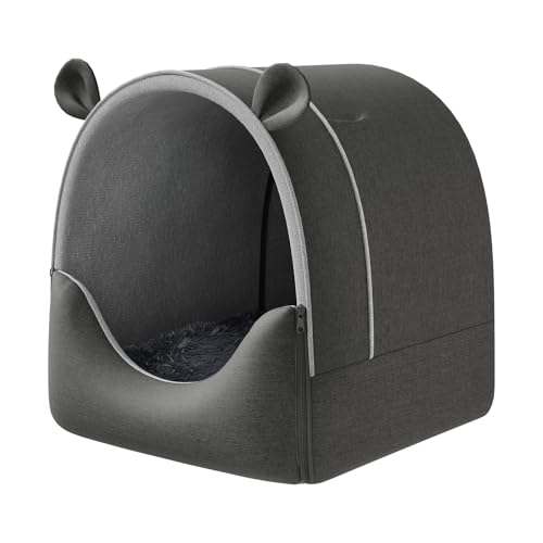 EUGAD Größe Hundehöhle, Hundehöhle Hundehütte Indoor, Haustierhaus mit Plüschkissen Warm Hundehaus Katzenhöhle, Größe Mittelgroße Katzenhaus für Drinnen Draußen Winterfest 60x55x60cm