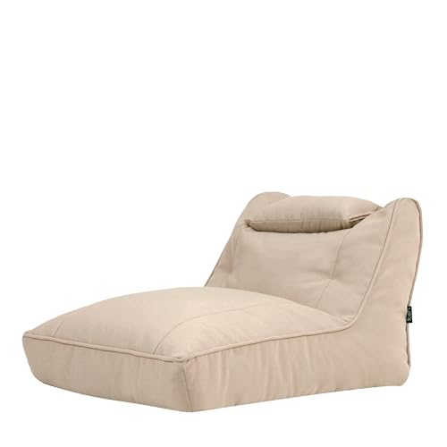 Icon Nova Sitzsack Sessel für Erwachsene, Beige, Olefin Stoff für Drinnen und Draußen, Riesen Sitzsack mit Füllung, Bequemer Sessel, Garten, Terrasse, Lounge, Wohnzimmer