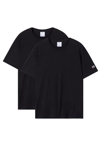 Champion Herren Legacy - Icons 2-Pack Crewneck T-Shirt, Schwarz (KK001), L, Schwarz (Kk001), L