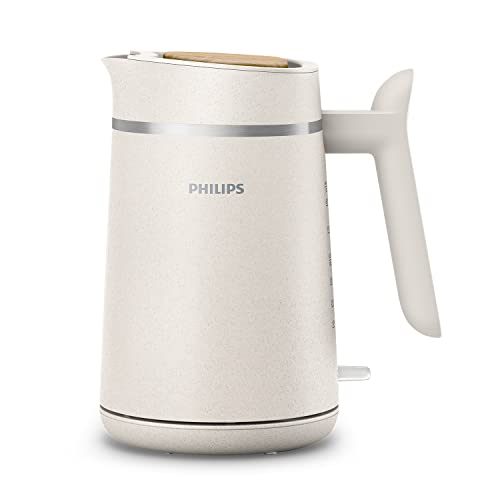 Philips Wasserkocher – Eco Conscious Edition, 1.7 L Fassungsvermögen, Kontrollanzeige, Pirouettenbasis, hergestellt aus Altspeiseöl, seidenweiß-matt (HD9365/10)