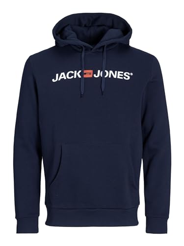 Jack & Jones Homme Jjecorp Logo Hood Noos Sweat Shirt Capuche, Bleu (Navy Blazer Detail: Reg Fit), XXL EU