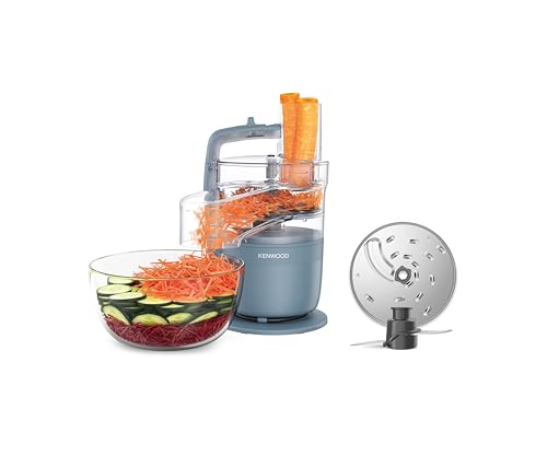 Kenwood MultiPro Compact – Kompakte Küchenmaschine mit Express Serve, Edelstahlmesser, Schneid- und Raspelscheiben, Pulse-Funktion, Blau (FDP23.130GY)