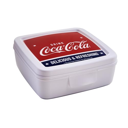 Snips – Coca-Cola Brotdose to Go, Sandwich-Box/Toast-Box 14,5 x 14,5 x 5,5 cm, Snack-Box für unterwegs, Spülmaschinenfest, Made in Italy