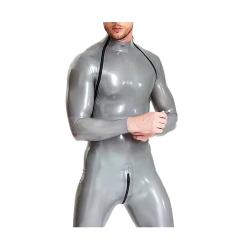 GAYLOP Latex Pants Latex-Catsuit für Herren, mit Reißverschluss an Schultern und Schritt, Halseinstieg, Overall, handgefertigt, schwarz, XL