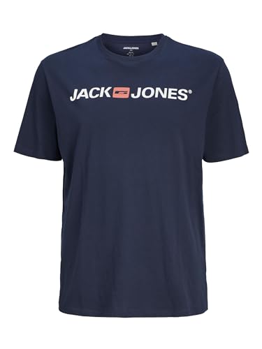 JACK & JONES Herren Designer Rundhals T-Shirt JJECORP Logo Übergrößen Kurzarm Jersey Plus +Size Shirt, Farben:Navy, Größe:7XL