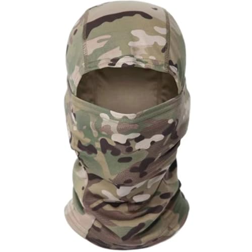 Camouflage-Sturmhaube, leicht, atmungsaktiv, Camouflage-Kapuze, Schlauchschal für Airsoft, Militär, Armee, Kopf, Vollgesicht, Halsbedeckung, Sheisty, Multicam-Tarnmuster, S/L