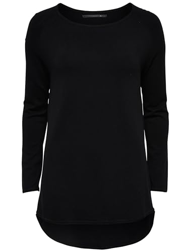 ONLY Damen Langer Feinstrick Pullover | Langarm Rundhals Knit Sweater | Stretch Jumper Locker ONLMILA, Farben:Schwarz, Größe:XL