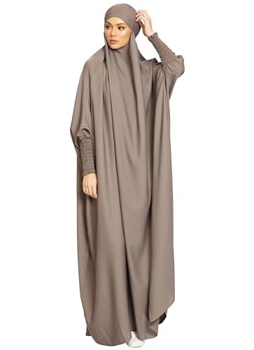 Zofocy Women One-Piece Muslim Abaya Dubai Islam Hijab Robe Solid Lady Prayer Hoodied African Dress