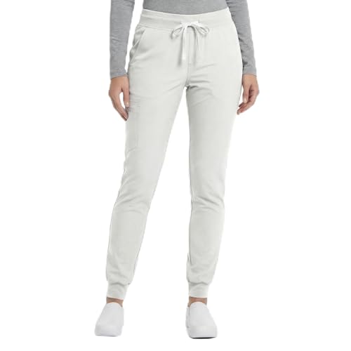 Stenso Nobby Medizinische Jogginghose Unisex - Stretch Schlupfhose Männer & Damen - Elastischer Bund Mit Kordelzug - 2 Vorder- & 2 Gesäßtaschen - Cargotasche Mit Reißverschluss Weiß XL