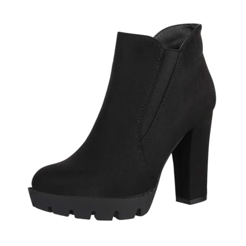 Elara Damen Stiefelette Ankle Boots Chunkyrayan EL800-Schwarz 36
