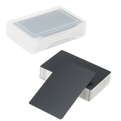 CHUIFAI 100 Stück Visitenkarten Blanko, 86x54x0.21mm Aluminium Rohlinge, Metall Schwarz Alu Karten für Laserbeschriftung