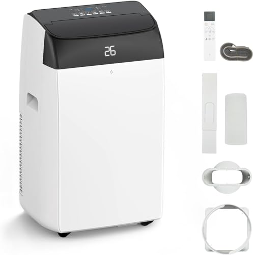 Leises 4-in-1 Mobiles Klimagerät 12000 BTU | Kühlen/Ventilieren/Entfeuchten/Follow-Me | Für Räume Bis 43–51㎡ Abluftschlauch+Digitaldisplay+Fernbedienung+24h-Timer