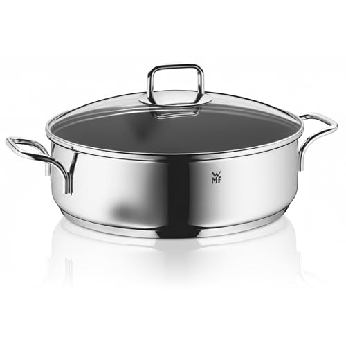 WMF Schmorpfanne 28 cm hoher Rand, Bräter Induktion, Schmortopf mit Deckel 5,0l, Pfanne Induktion, Cromargan Edelstahl beschichtet, backofengeeignet, antihaftbeschichtet, hoher Rand