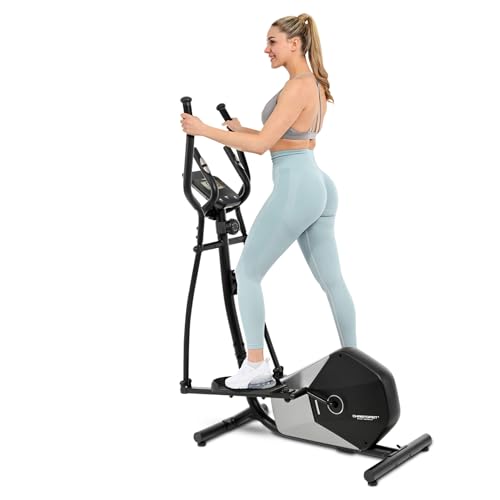 Christopeit Crosstrainer für zuhause CT 5 – Magnet-Brems-System, 7 kg Schwungmasse, 15-stufige Widerstandseinstellung, LCD-Display mit Pulsmessung, Ganzkörpertraining, bis 120 kg