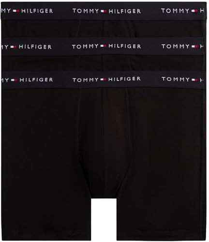 Tommy Hilfiger Herren 3er Pack Boxershorts Briefs mit Logobund, Schwarz (Black/Black/Black), L