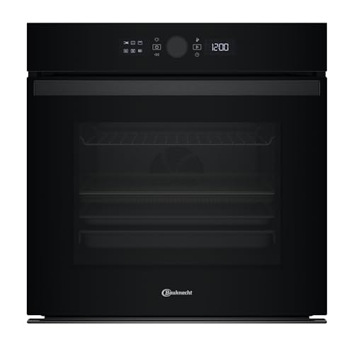 Bauknecht BBI4S8HM1SK Einbau-Backofen, 60 cm, 73 l Garraum, Heißluftbackofen mit 15 Funktionen, AirFry-Funktion, PowerHeißluft, 310 °C Pizzafunktion, Multi-Level-Kochen, Schwarzglas