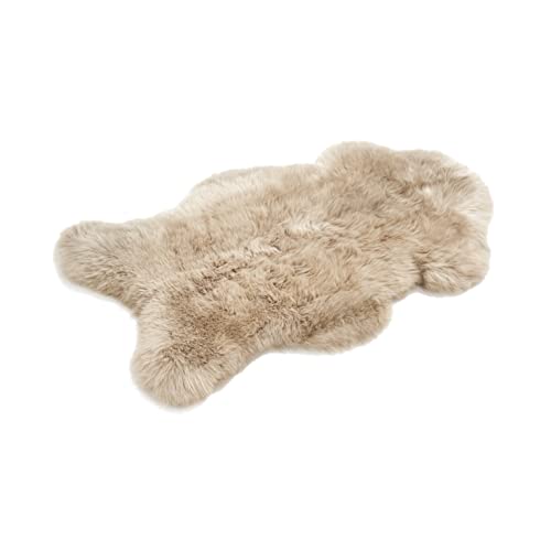 Cakla 100% Schaffell/Lammfell, weich und flauschig, ideal für Wohnzimmer, Kamin, Schlafzimmer oder Kinderzimmer, beige – Größe XL 110–120 cm
