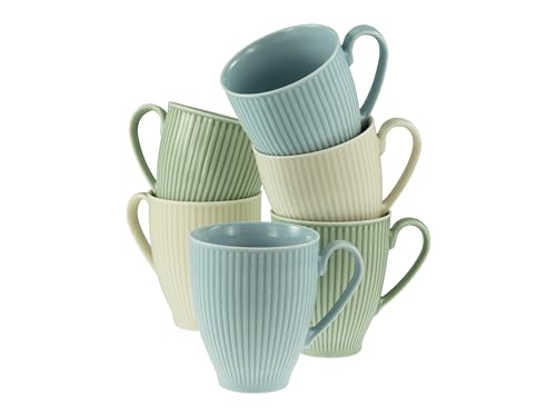 CreaTable, 24036, Serie Valencia Pastell, 6-teiliges Geschirrset für 6 Personen aus Porzelan Kaffeebecher Set aus Porzellan, spülmaschinen- und mikrowellengeeignet, Made in Europe