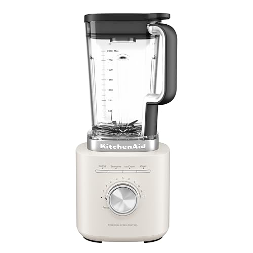KitchenAid Pure Power Standmixer, 2L BPA-Freier Behälter, 10 Geschwindigkeiten, Eis- & Smoothie-Programm, Asymmetrische Edelstahlklingen, Druckguss-Metallbasis, Porzellanweiß