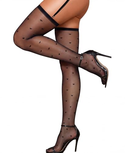 RSLOVE Sexy Halterlose Strümpfe für Damen - Overknees Strapsstrümpfe Spitzenstrümpfe für Strumpfhalter Schwarz