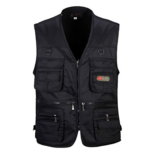 Daoba Herren Safari-Weste mit vielen praktischen Taschen, funktionale Arbeitsweste, Outdoor-Weste