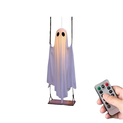 Generisch Schaukelnder Geist Halloween, Halloween Deko Geist Schaukel Swinging Ghost mit Fernbedienung Outdoor Deko für Garten Terrasse Außenbereich