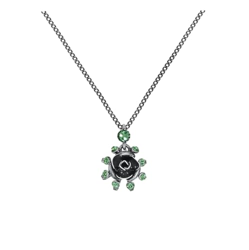Konplott: Kette/Anhänger Soft Temptations, kleiner moderner Rosen-Anhänger mit Kristallsteinen, für Damen/Frauen (grün)
