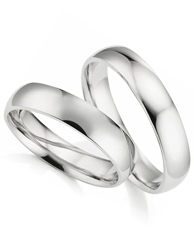 123traumringe Eheringe in 925 Silber I Partnerringe mit Etui & Gravur I Gravierbare Silberringe mit wählbarer Ringgröße 50-74 mm I Hochwertige Verlobungsringe in 5 mm Breite & 1,5 mm Stärke I S91A