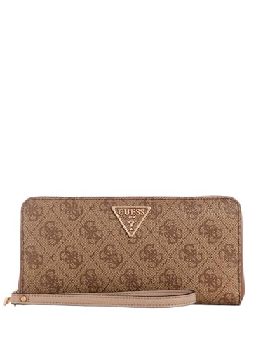 Guess Damen Laurel Large Zip Around Wallet Große Geldbörse mit Reißverschluss, Clutch, Latte-Logo