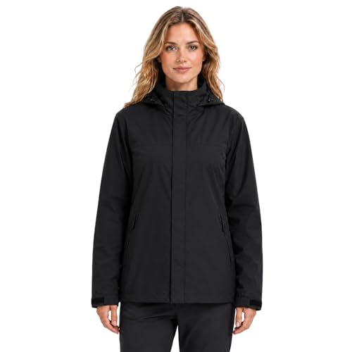 Modvibe Regenjacke Damen Wasserdicht Atmungsaktiv Regenmantel Damen Wasserdicht Outdoorjacke Windbreaker mit Abnehmbarer Kapuze Leichte Regenjacke Damen für Wandern Reisen