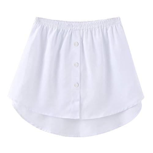 Acramy Damen Hemd Verlängerung Rock Hemdverlängerung Bluse Rock Blusenverlängerung Mini Unterrock (XL, Weiß)