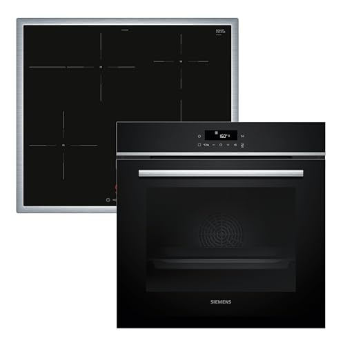 Siemens PQ613PIAA, iQ300 Einbau-Herd-Set, Bestehend aus HB572ABS3 Herd, 60 x 60 cm, Pyrolyse und Hydrolyse Selbstreinigung, Clipauszug & EH645BFB6E Induktionskochfeld, touchControl, Bräterzone