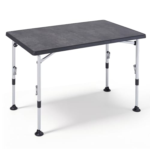 Westfield Outdoors Superb 100 Campingtisch Klappbar 100x68cm Höhenverstellbar Klapptisch, Stabiler Picknicktisch Falttisch mit Breiten Standfüßen für Camping, Wohnwagen, Grau