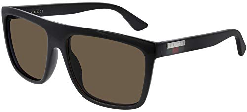 GUCCI Mens GG0748S Sunglasses, Black-Black-Brown, 59