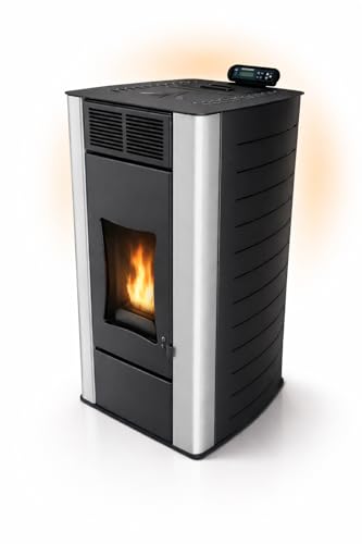 NEMAXX® P18 Wasserführender Hydro-Pelletofen 18 kW bis 300 m³ – BAFA/förderfähig–Zentralheizung – A+ 40 kg Tank – Wasser 12,5 kW – bis 18 Std. Laufzeit – ECO,Automatik,Wochentimer,Wi-Fi Ready–Schwarz