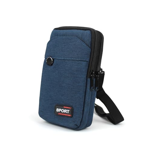 AfitLulu 7-Zoll Umhängetasche Herren Klein 3-Lagen Taschen Handytasche zum Umhängen Herren, Handy Umhängetasche Herren mit Abnehmbaren und Verstellbaren Schultergurten für Wandern Sport (Blau)