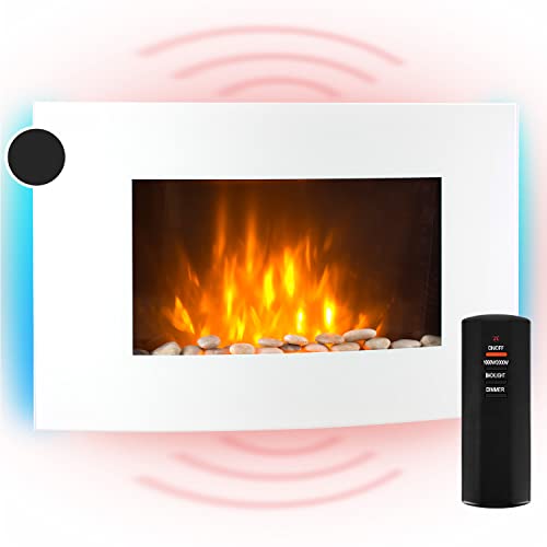 KLARSTEIN Elektrischer Kamin für den Innenbereich, elektrische Heizung mit 2000 W, künstlicher Wandkamin mit Flammeneffekt aus LED, Fernbedienung inklusive, programmierbar, Timer, Thermostat