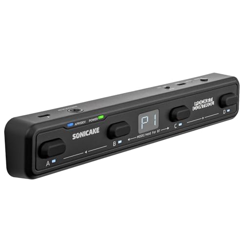 SONICAKE Wireless MIDI Foot Controller 4 Taster mit App-Steuerung BT Fußschalter Pocket Control (Schwarz)