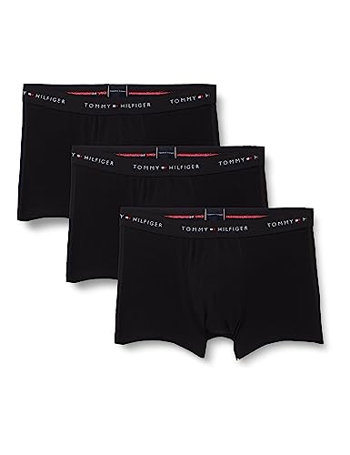 Tommy Hilfiger Herren 3er Pack Boxershorts Trunks mit Logobund, Schwarz (Black/Black/Black), XXL