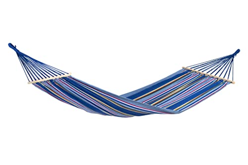 AMAZONAS Stabhängematte wetterfest UV-beständig Tonga Ocean 200cm x 100cm bis 120kg blaugestreift