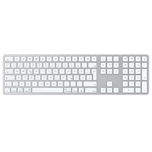 OMOTON Bluetooth Mac Tastatur, Kabellose Tastatur und für Apple MacBook Pro/Air, iMac, iMac Pro, Mac mini, wiederaufladbare mit 3 Bluetooth Kanälen, QWERTZ DE-Layout
