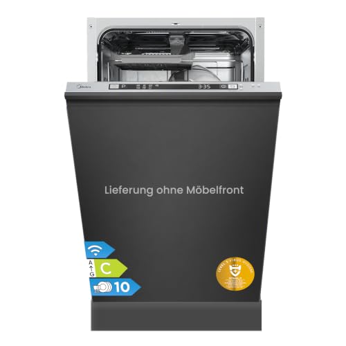 Midea Geschirrspüler Vollintegriert 45cm Einbau Spülmaschine C-Klasse | 10 Maßgedecke, 44 dB Leise, 8 Programme, WLAN App-Steuerung, Automatische Türöffnung, Startverzögerung, Vollwasserschutz