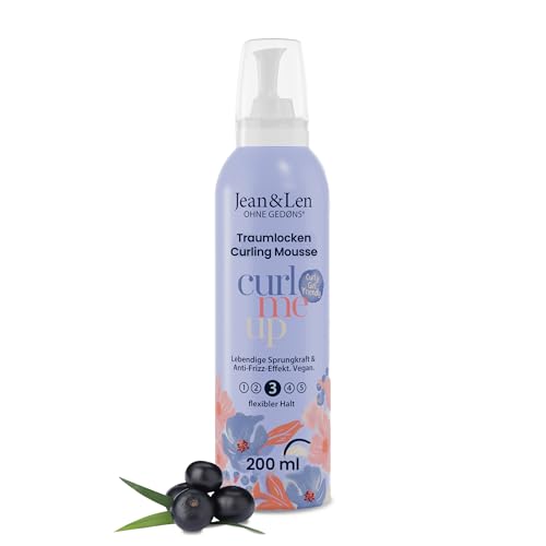 Jean & Len Curling Mousse, für definierte Locken mit Sprungkraft, bändigt Frizz, mit Vitamin E & Panthenol, geeignet für die Curly Girl Methode, ohne Parabene & Silikone, Lockenschaum vegan, 200 ml