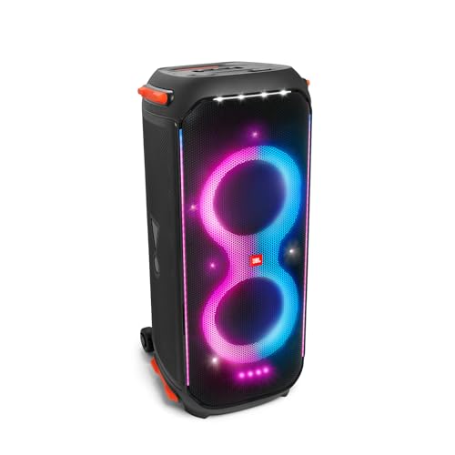 JBL PartyBox 710 - Schwarz – Trag - und rollbarer Bluetooth Party-Lautsprecher mit Lichteffekten – Spritzwassergeschützte, mobile Musikbox