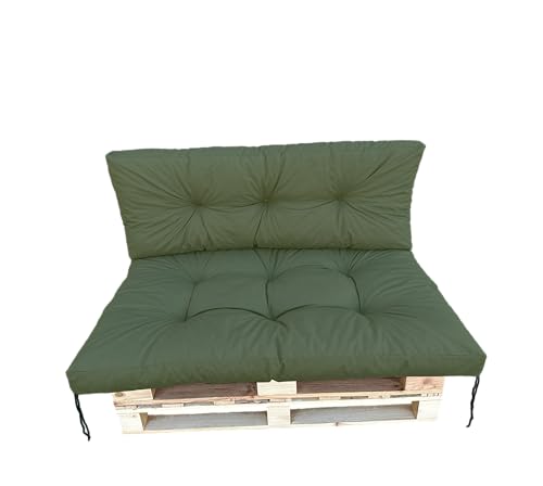IN WOHO Palettenkissen Set, Outdoor Kissen für Palettensofa, Europaletten Sitzkissen, Sitzauflagen Gartenmöbel, Wasserabweisende Palettenkissen 120x40 und 120x80, Bankauflage Outdoor, Grün