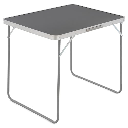 Nexos Trading Reisetisch klappbar mit Tragegriff 80x60x70 cm – Faltbarer Klapptisch Camping Beistelltisch anthrazit – Koffertisch leicht, kompakt, wetterfest