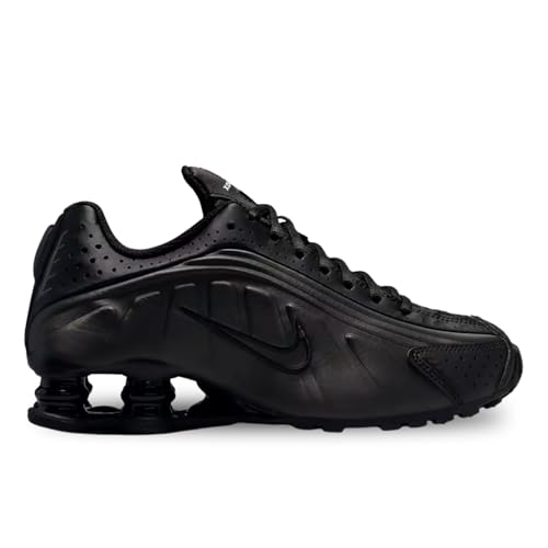 Nike Shox R4 Big Kids' Shoes (CW2626-003, Black/Black/Bright Crimson/Black), Schwarz/Schwarz/Schwarz, 6 Big Kid