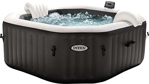 Intex 28458 - Whirlpool aufblasbar PureSpa Jet&Bubble Deluxe, 4 Personen, 120 Düsen, Heizung, Schwarz, 201x71 cm