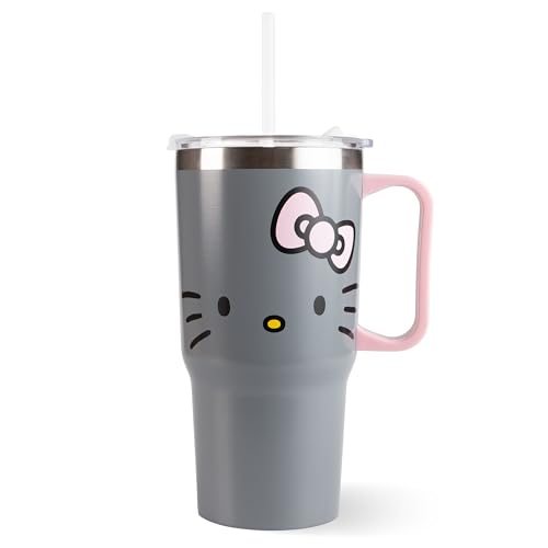 Hello Kitty Coolmug Trinkbecher mit Henkel und Strohhalm: EDS, PP, PS, Silikon, 600ml, Sticker